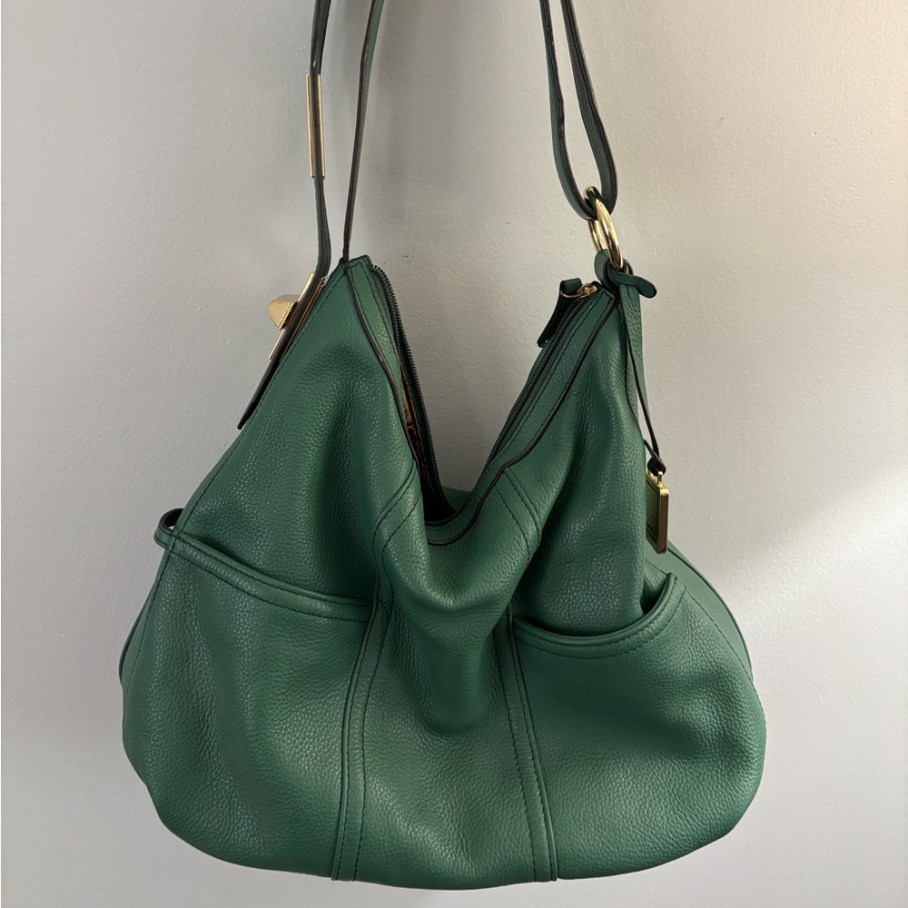 Tignanello Teal Leather Shoulder Bag